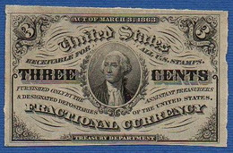 UNITED STATES OF AMERICA - P.105a – 3 Cents 1863 AUNC, No Serial Number - 1863 : 3° Edición