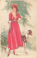 Illustrateur - Corbella - Bonne Année - Femme Avec Son Chien - Oblitéré 1922 - Colorisé - Carte Postale Ancienne - Busi, Adolfo