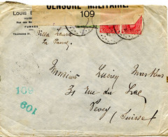 BELGIQUE - COB 137+138X2 SIMPLE CERCLE PANNE SUR LETTRE CENSUREE POUR LA SUISSE, 1916 - Zona No Ocupada