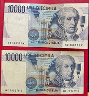 Beau Lot De 2 Billets D'Italie De 10 000 Lire. TB/TB+ - Autres & Non Classés