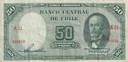 BILLETE DE CHILE DE 50 PESOS DEL AÑO 1947 EN CALIDAD MBC (VF) (BANK NOTE) - Chile