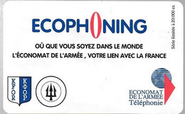CARTE-PREPAYEE-MILITAIRE- ECOPHONING-DIVISION TRIDANT-ROSE PALE-PALE-20000Ex-TBE - Military Phonecards