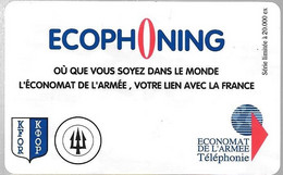 CARTE-PREPAYEE-MILITAIRE- ECOPHONING-DIVISION TRIDANT-ROSE PALE-PALE-20000Ex-TBE -  Cartes à Usage Militaire