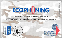 CARTE-PREPAYEE-MILITAIRE- ECOPHONING-DIVISION TRIDANT-BEIGE-10000Ex-TBE -  Schede Ad Uso Militare