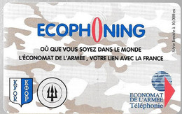 CARTE-PREPAYEE-MILITAIRE- ECOPHONING-DIVISION TRIDANT-BEIGE-10000Ex-TBE - Militär