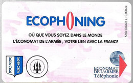 CARTE-PREPAYEE-MILITAIRE- ECOPHONING-DIVISION TRIDANT-ROSE-10000Ex-TBE -  Schede Ad Uso Militare