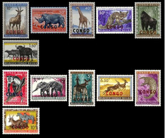 CONGO 1960 BELGIAN CONGO POSTAGE STAMPS OVERPRINTED "CONGO" WILD ANIMALS ISSUE OF 1959 COMPLETE SET MNH - Ongebruikt