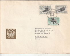 Lettre Illustrée Anneaux Cachet Illustré Jeux Olympiques INNSBRUCK 29/1/1964 Pour Messerli Lausanne Suisse  Pli Vertical - Winter 1964: Innsbruck