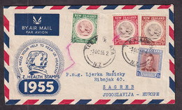 NEW ZEALAND - Envelope For Airmail Sent From Te Kauwhata To Zagreb (Yugoslavia) 1955. Nice Franking And .... / 2 Scans - Lettres & Documents