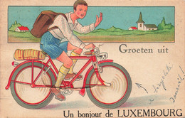 Carte Système - Un Bonjour De Luxembourg - Colorisé - Cycliste - Groeten Uit - Carte Postale Ancienne - A Systèmes