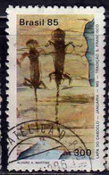 BRAZIL BRASIL BRASILE BRÉSIL 1985 CAVE PAINTINGS LIZARDS LAPA DO CABOCLO 300cr USED USATO OBLITERE' - Gebraucht