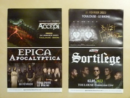 Flyer Concerts : Accept, Epica + Apocalyptica, Bullet For My Valentine, Sortilège. Toulouse 2023 - Programme