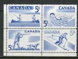 Canada 1957 MNH "Recreation Sports" - Unused Stamps