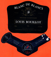 Etiquette + Collerette De Vin Mousseux Blanc De Blancs Demi-sec Louis Bouillot à 21700 - 75 Cl - Blancs