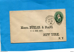 -Marcophilie-USA-lettre -entier Postal Stationnery-cad Providence 30 Dec 1895-pour BUHLER New York - Other & Unclassified