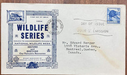 CANADA, 1954,PRIVATE FDC, NATIONAL WILDLIFE SERIES, SQUIRREL IMAGED STAMP ON COVER. - Brieven En Documenten