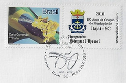 Brazil 2010 Cover Personalized Stamp + Commemorative Cancel 150th Anniversary Of Itajaí City Coat Of Arms Samuel Heusi - Gepersonaliseerde Postzegels