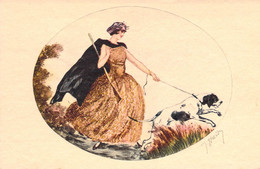 Illustrateur - Hardy - Edit. E.K. Et Cie - Colorisé - Femme Et Son Chien En Promenade- Carte Postale Ancienne - Hardy, Florence