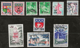 Réunion CFA 1961-1965 N°Y.T. : 10 Valeurs Série 342 à 352A Obl. - Oblitérés