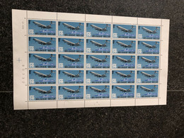 Belgie 1973 1675 SABENA DC10 AIRPLANE FULL SHEET MNH PLAATNUMMER 4 - 1971-1980