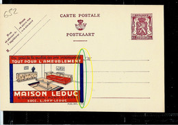 Publibel Neuve N° 652 ( Maison LEDUC - Meubles - Liège)  Trop D'encre Bleu ( Visible Au Recto) - Abarten