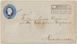 ALLEMAGNE / PRUSSE / PREUSSEN -1855 2Sgr. Postal Envelope Mi.12A Gebraucht Von BERLIN Nach NEUHALDENSLEBEN - Interi Postali