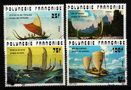 2059- FRENCH POLYNESIA - 1976 - SC#: 292-295 - USED - DUGOUT CANOES - Gebraucht