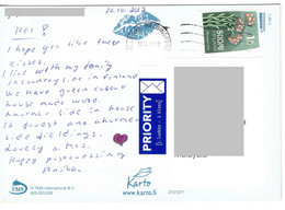 C8  - Finland Flower , Odd Shape , Stamps Used On Postcard - Cartas & Documentos