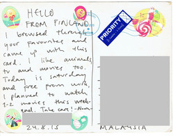 C8  - Finland - Lollipop Candy Sweet, Parrot, Odd Shape Adhesive Stamps Used On Postcard - Brieven En Documenten