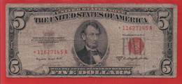 Mega Top-Rarität ! Red-Seal-Note As Star-Note: 5 US-Dollar  [1953] > *11627145A < {$003-RED5} - Billets Des États-Unis (1928-1953)