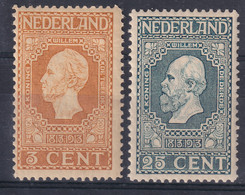 NETHERLANDS 1913 - MNH - Sc# 91, 96 - Unused Stamps