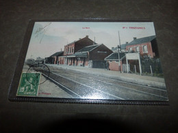 Cpa Trazegnies La Gare Carte Couleur - Courcelles