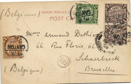 CHINA 1909 CANTON Cover Execution PC Hong Kong Dragon Brussels Belgium (c044) - Lettres & Documents