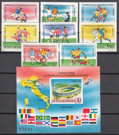 Romania 1990 Sport Football World Cup Italy Mi#4594-4601 + Block, Mint Never Hinged - Nuovi