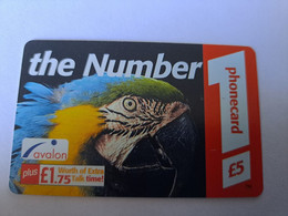 GREAT BRITAIN   -5 POUND /PARROT / BIRD / THE NUMBER 1 PHONECARD      PREPAID USED    ** 12111** - Sonstige & Ohne Zuordnung