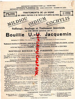21- DIJON-MALZEVILLE NANCY-RARE PUBLICITE JACQUEMIN-MILDIOU- BOUILLIE-OIDIUM-COCHY  AGRICULTURE CULTURE VIGNE VINS -1935 - Agricultura