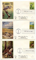 United States 1981 3 Andrews Cachet FDCs Scott 1921, 1922, 1924 Save Habitats - Blue Heron, Badger & Grouse - 1981-1990