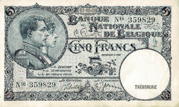 Belgique, (1920-1943), Billet Bel état, Cinq Francs 03/05/38 - 5 Francos