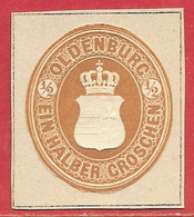 Oldenbourg Découpe D'entier Postal / Post Cut Squares N°1 0,5s Brun 1860 (*) - Oldenburg