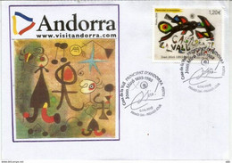 ANDORRA.Tableau Joan Miro "Casa De La Vall", Lettre FDC Annee 2018 - Cartas & Documentos