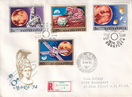 Hungary  Magyar 1944 FDC Space Cover Stamps Mars Study 1fo Mt. Palomar 1.20fo Mars 5fo Mariner 9 80f Mariner 4 - Covers & Documents