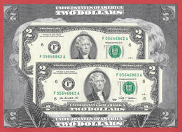 Rarität ! 2X 2 US-Dollar Fortlaufend Auf Informations-Blatt [2009] > F 05646862 A + ...63 A < {$002-023BL} - Valuta Nazionale