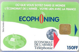 CARTE-PUCE-MILITAIRE- ECOPHONING-SFOR 15-150FF-V°ARMEE De TERRE-12500 Ex-VERTE-TBE - - Militär