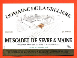 Etiquette Neuve De Vin Muscadet De Sevre Et Maine Domaine De La Grelière Caves à Saint Hilaire Saint Florent - 75cl - Blancs