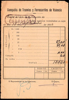 Valencia - 1956 - "Recibí De Jefe De Estación" + Marca "C.T.F  - Carrasca" De CIA De Tranvías Y FFCC De Valencia - Spain