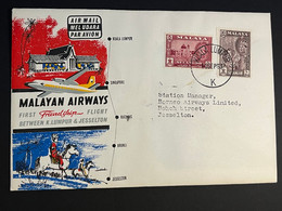 (1 P 9) Malaysia FDC - 1 Cover - 1963 - Malayan Airways 1st Flight Form Kuala Lumpur To Jesselton (Jesselton P/m) - FDC