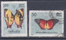 Inde N° 682 + 683 O  Papillons, Les 2 Valeurs  Oblitérées, TB - Used Stamps