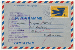 FRANCE => Aérogramme 1,15 Logo De La Poste - Obl Marseille St Just 1974 + Unclaimed Return HONG KONG - Aerogramme