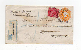 !!! INDE ANGLAISE, ENTIER POSTAL RECOMMANDE DE THAKURDWAR POUR LONDRES DE 1919 - 1911-35 King George V