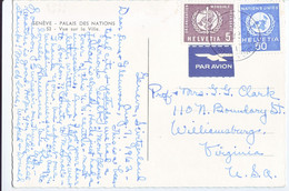 NATIONS UNIES  OMS  Ansichtskarte  PPC  1962 To USA  Palais Des Nations - Poste Aérienne